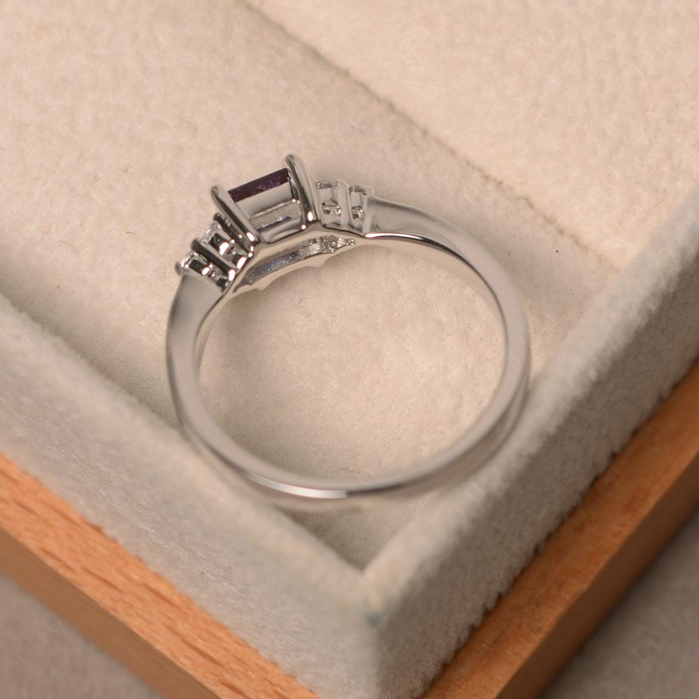 Princess Cut Lab Alexandrite Petite Ring - LUO Jewelry