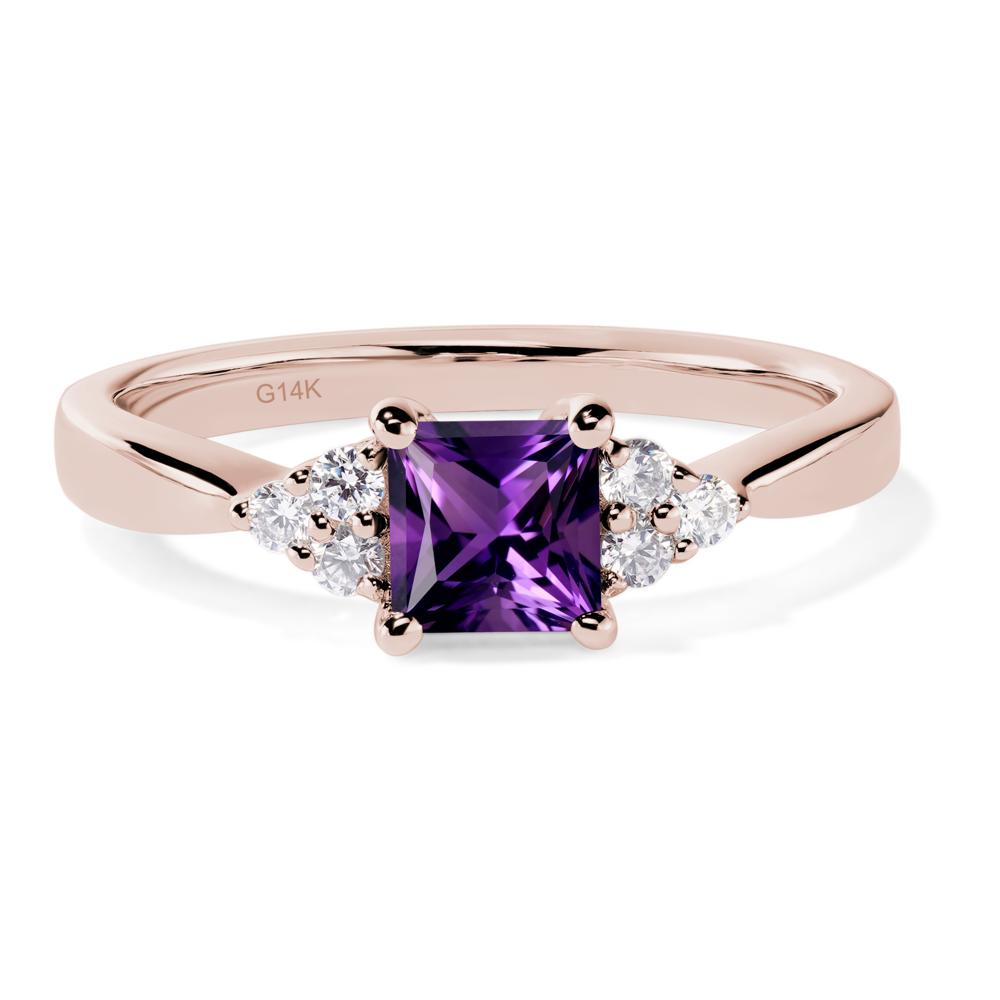 Princess Cut Amethyst Petite Ring - LUO Jewelry #metal_14k rose gold