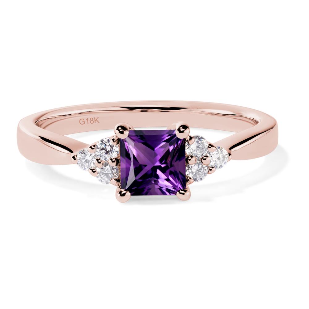 Princess Cut Amethyst Petite Ring - LUO Jewelry #metal_18k rose gold