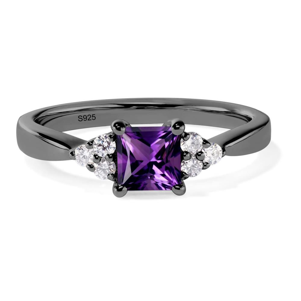 Princess Cut Amethyst Petite Ring - LUO Jewelry #metal_black finish sterling silver