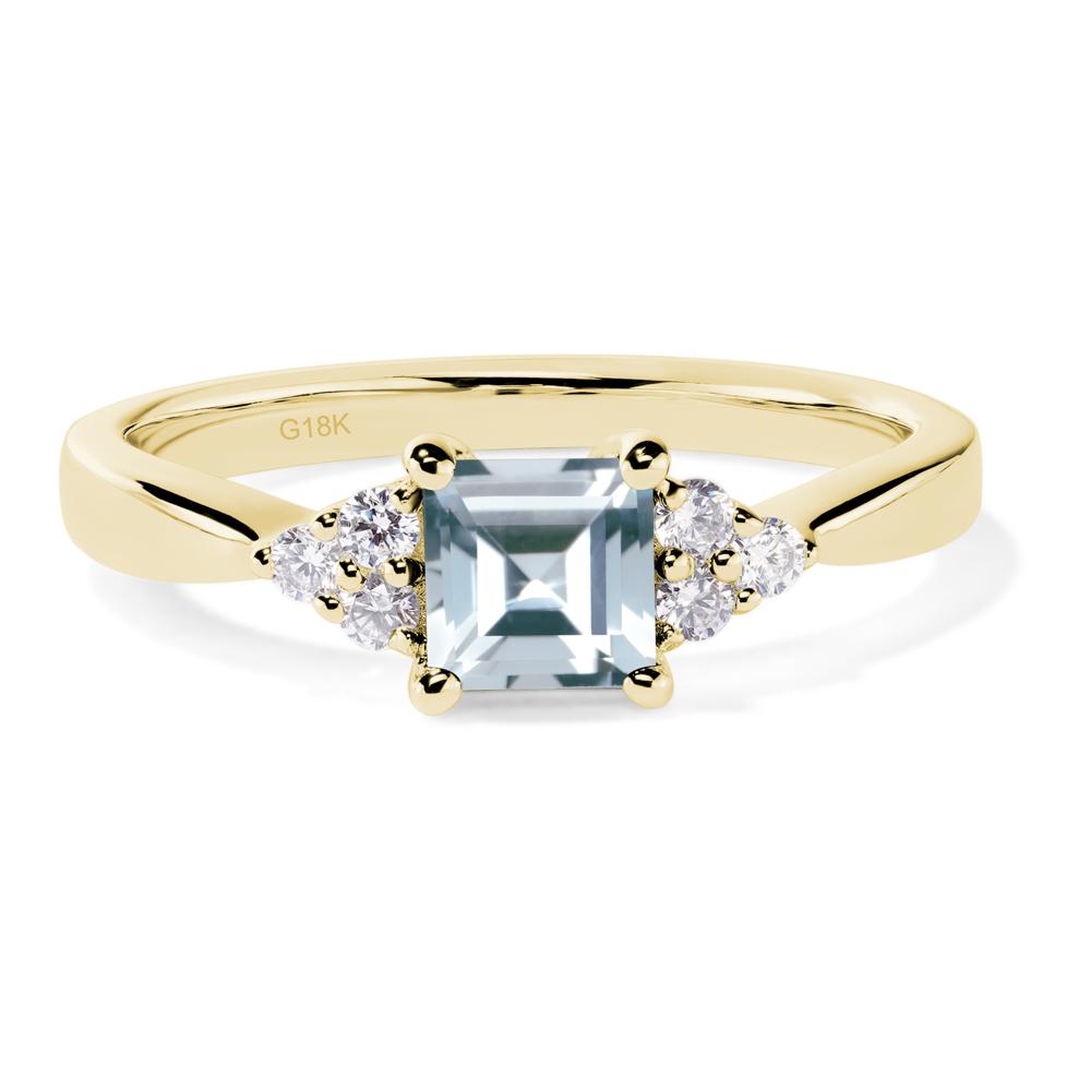 Square Cut Aquamarine Petite Ring - LUO Jewelry #metal_18k yellow gold