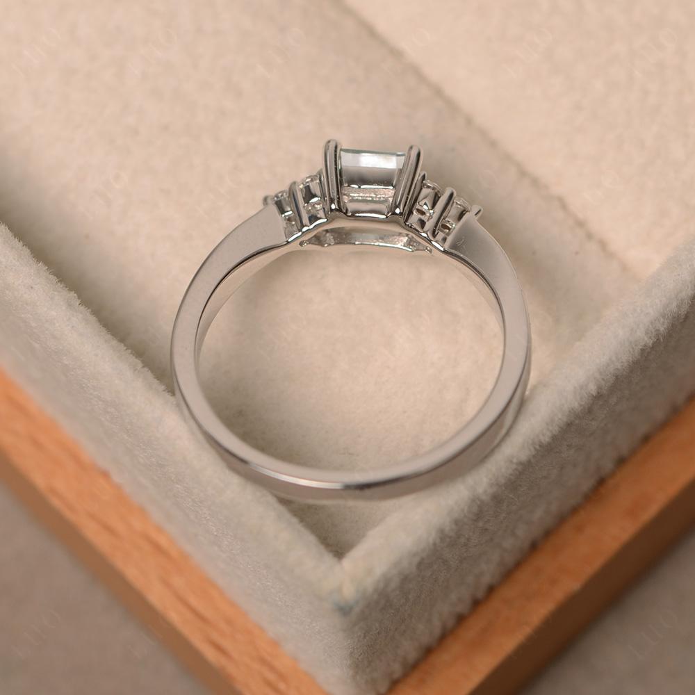 Square Cut Aquamarine Petite Ring - LUO Jewelry