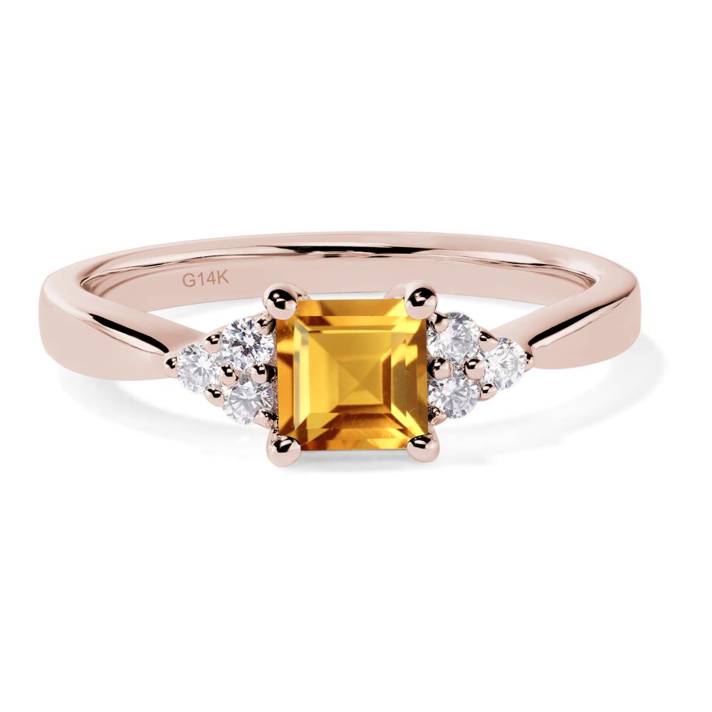 Square Cut Citrine Petite Ring - LUO Jewelry #metal_14k rose gold