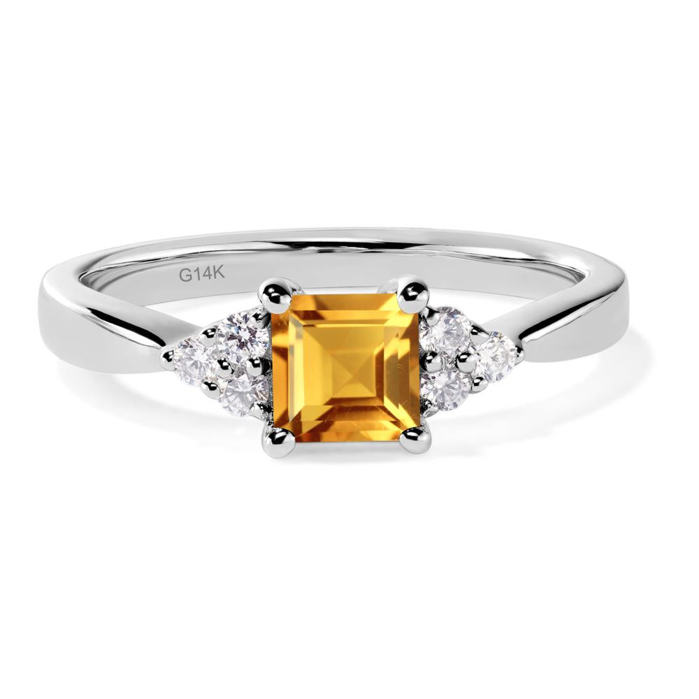 Square Cut Citrine Petite Ring - LUO Jewelry #metal_14k white gold