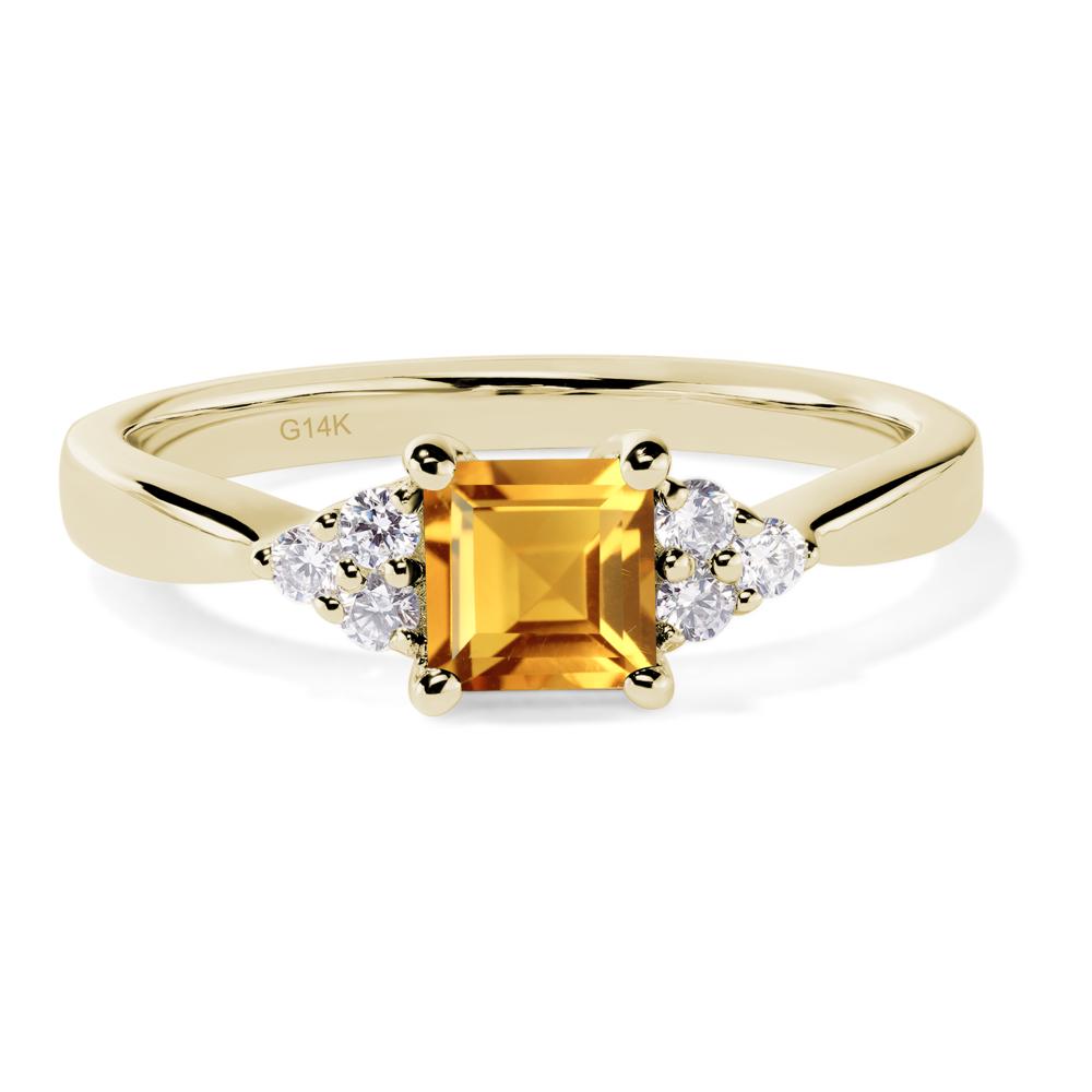 Square Cut Citrine Petite Ring - LUO Jewelry #metal_14k yellow gold