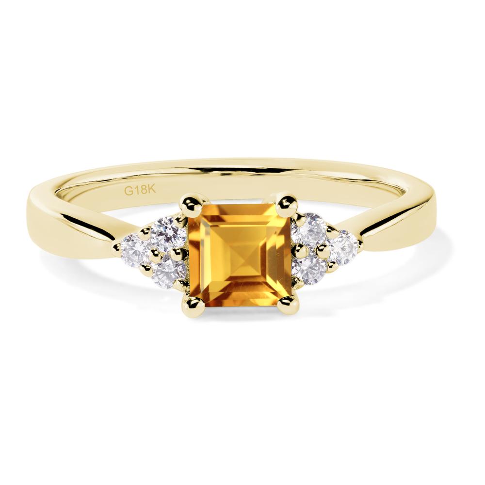 Square Cut Citrine Petite Ring - LUO Jewelry #metal_18k yellow gold