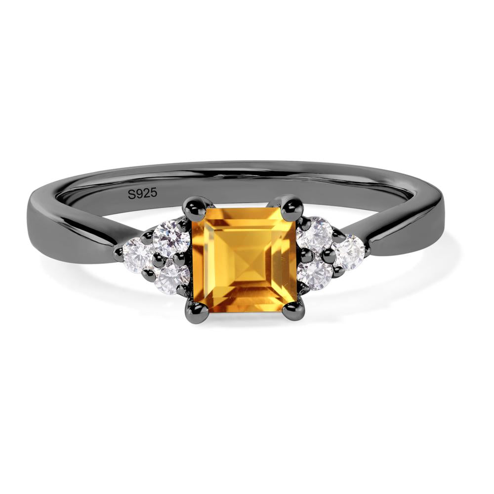Square Cut Citrine Petite Ring - LUO Jewelry #metal_black finish sterling silver