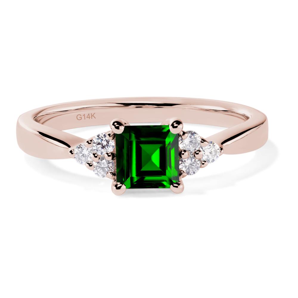 Square Cut Diopside Petite Ring - LUO Jewelry #metal_14k rose gold