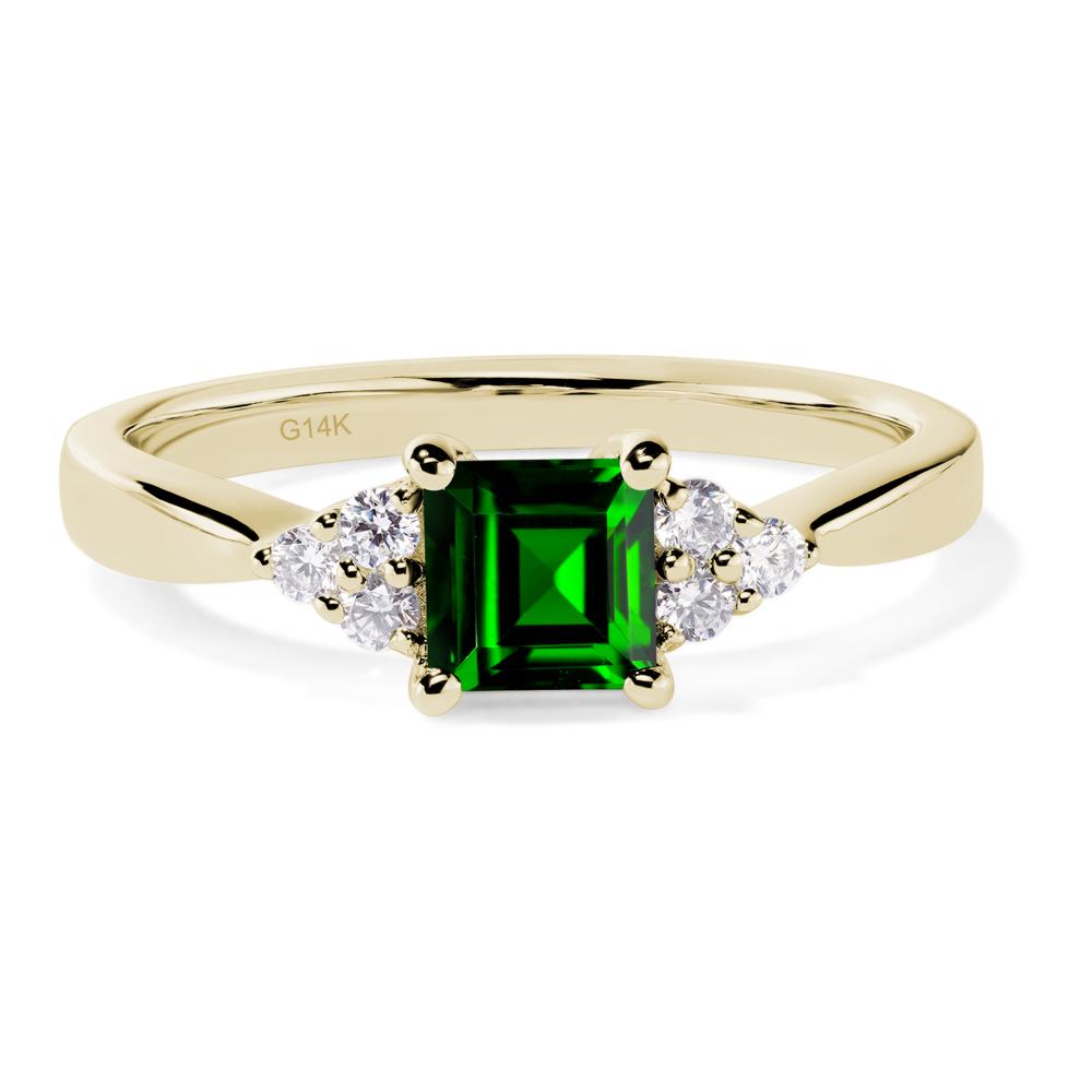 Square Cut Diopside Petite Ring - LUO Jewelry #metal_14k yellow gold