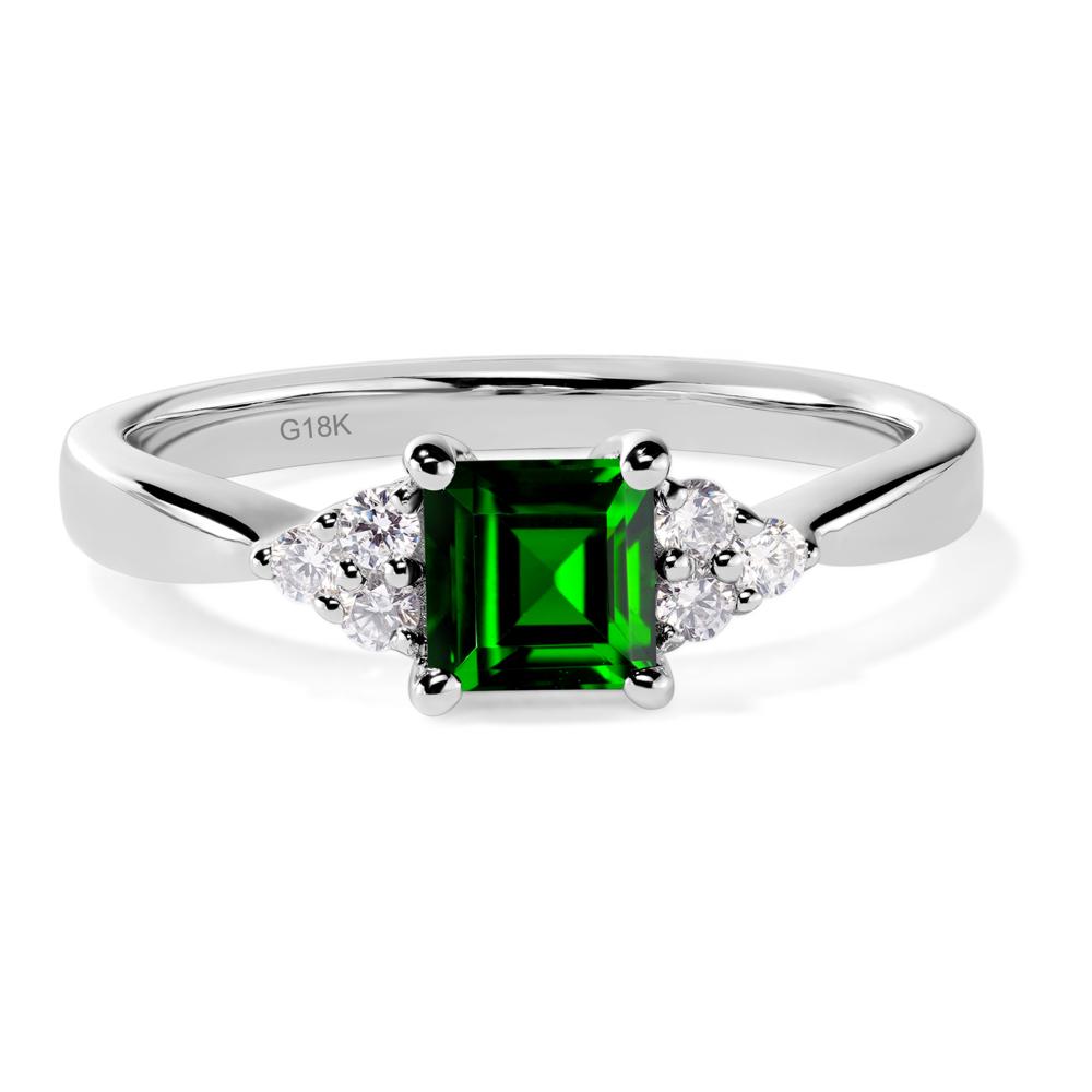Square Cut Diopside Petite Ring - LUO Jewelry #metal_18k white gold