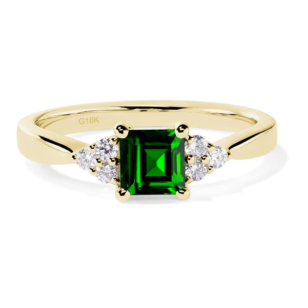 Square Cut Diopside Petite Ring - LUO Jewelry #metal_18k yellow gold