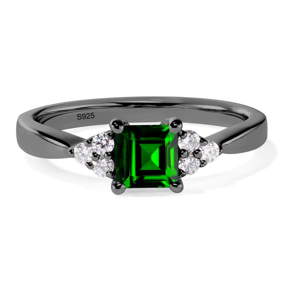 Square Cut Diopside Petite Ring - LUO Jewelry #metal_black finish sterling silver
