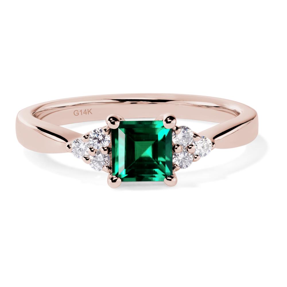 Square Cut Lab Emerald Petite Ring - LUO Jewelry #metal_14k rose gold