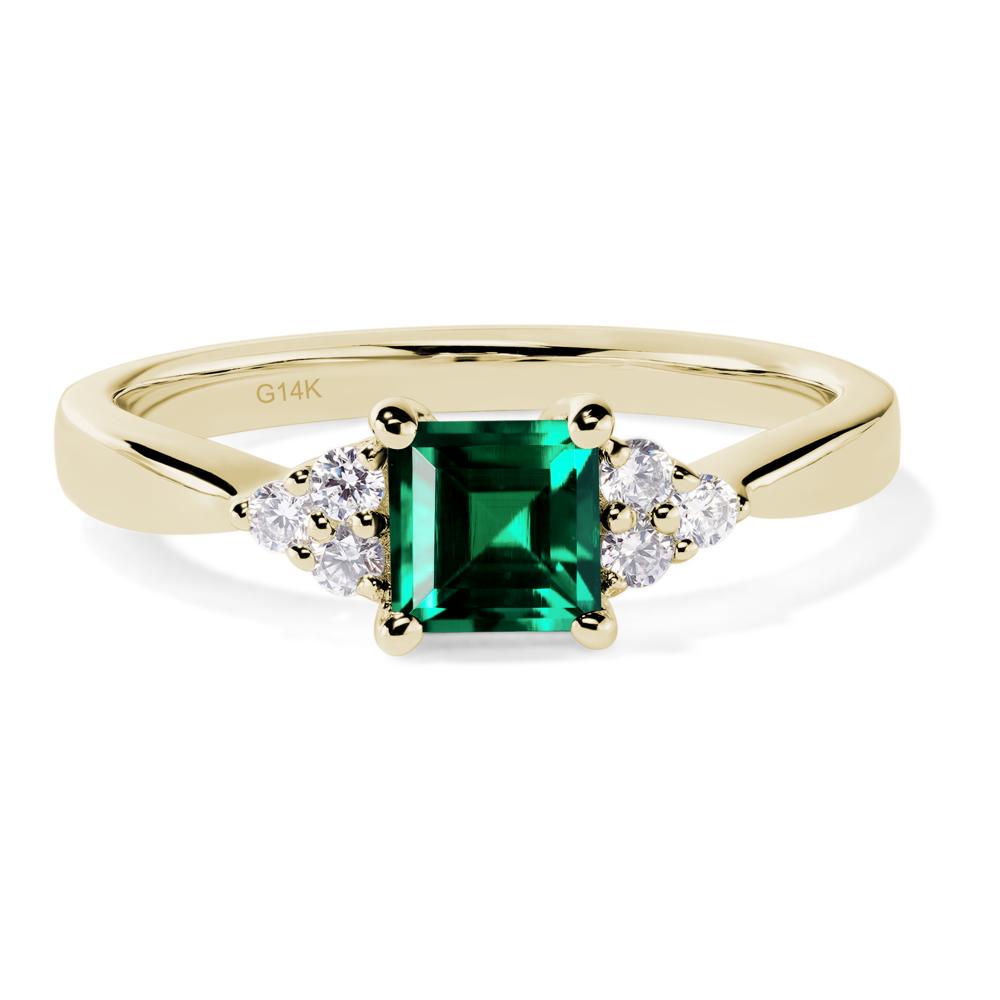 Square Cut Lab Emerald Petite Ring - LUO Jewelry #metal_14k yellow gold