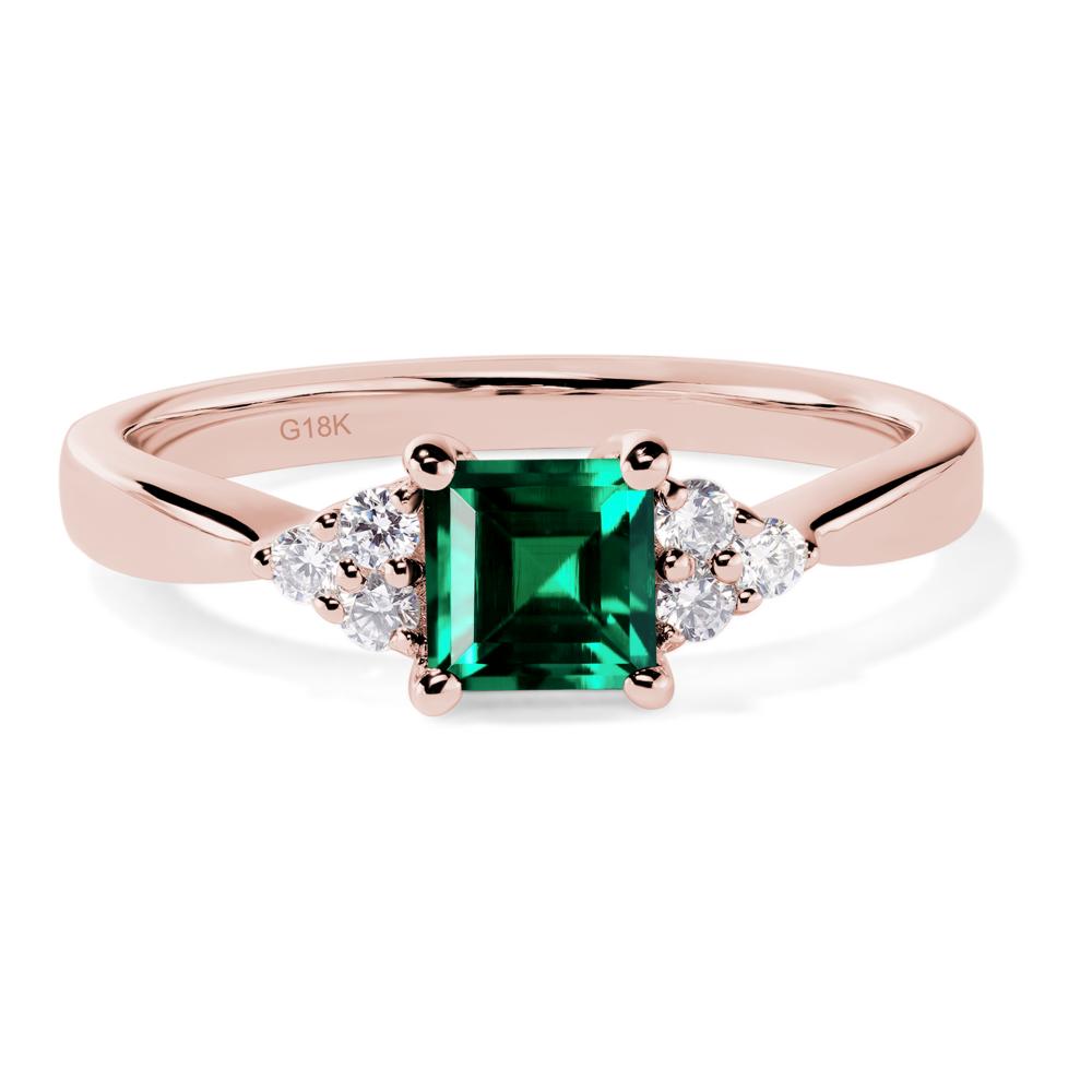 Square Cut Lab Emerald Petite Ring - LUO Jewelry #metal_18k rose gold