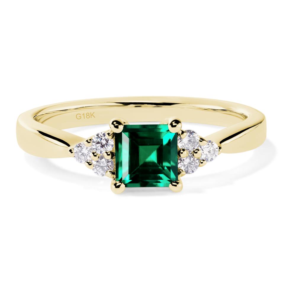 Square Cut Lab Emerald Petite Ring - LUO Jewelry #metal_18k yellow gold