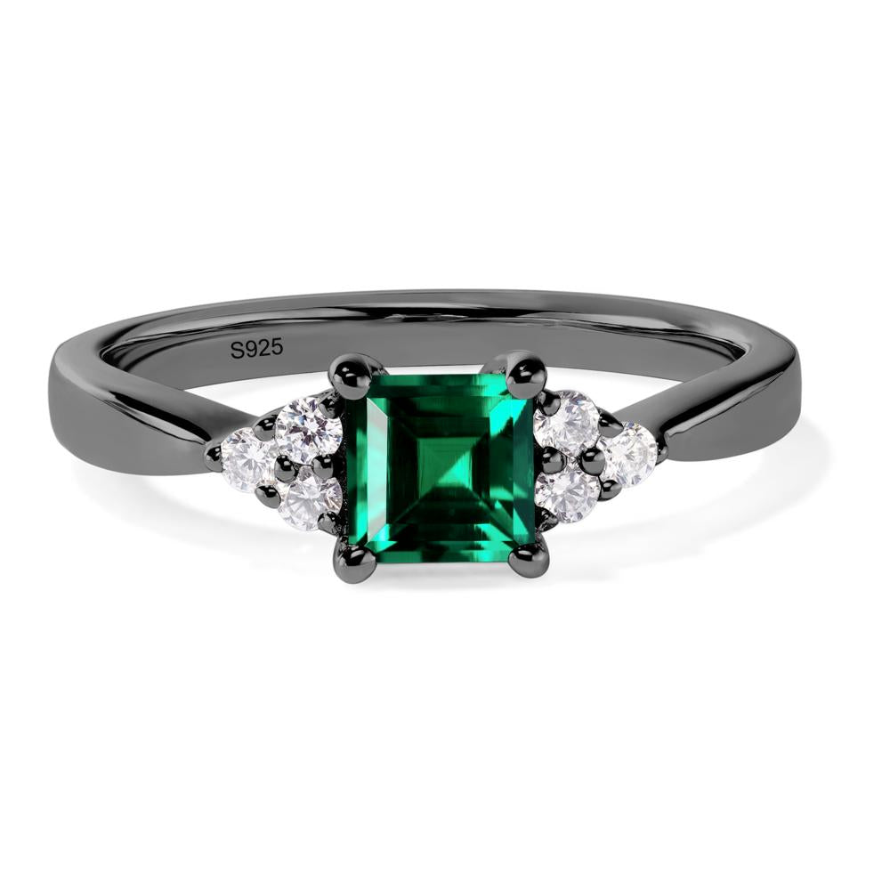 Square Cut Lab Emerald Petite Ring - LUO Jewelry #metal_black finish sterling silver