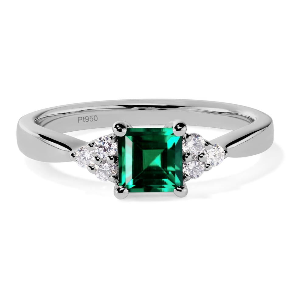 Square Cut Lab Emerald Petite Ring - LUO Jewelry #metal_platinum