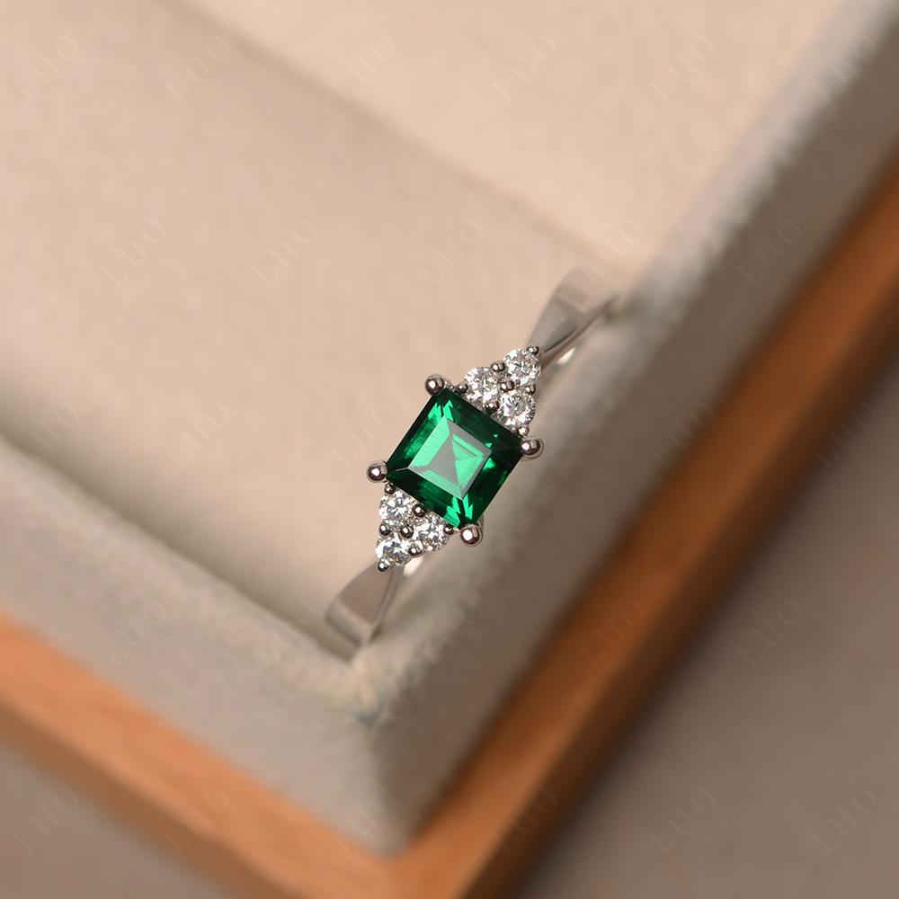 Square Cut Lab Emerald Petite Ring - LUO Jewelry