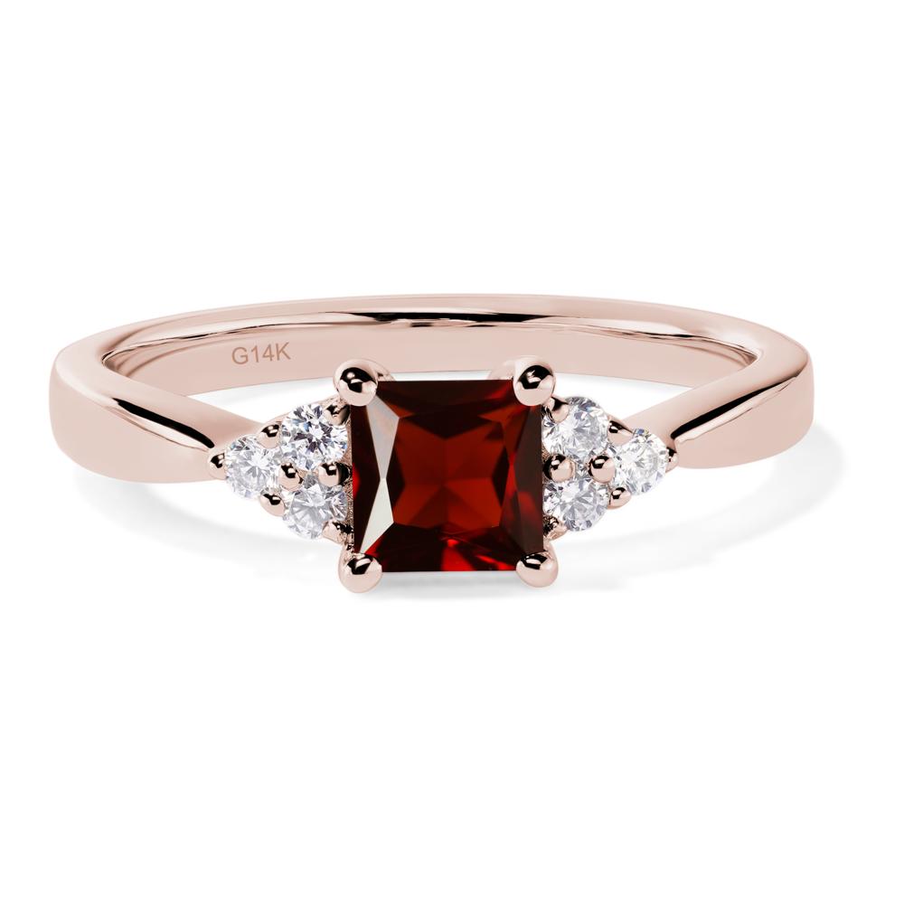 Princess Cut Garnet Petite Ring - LUO Jewelry #metal_14k rose gold