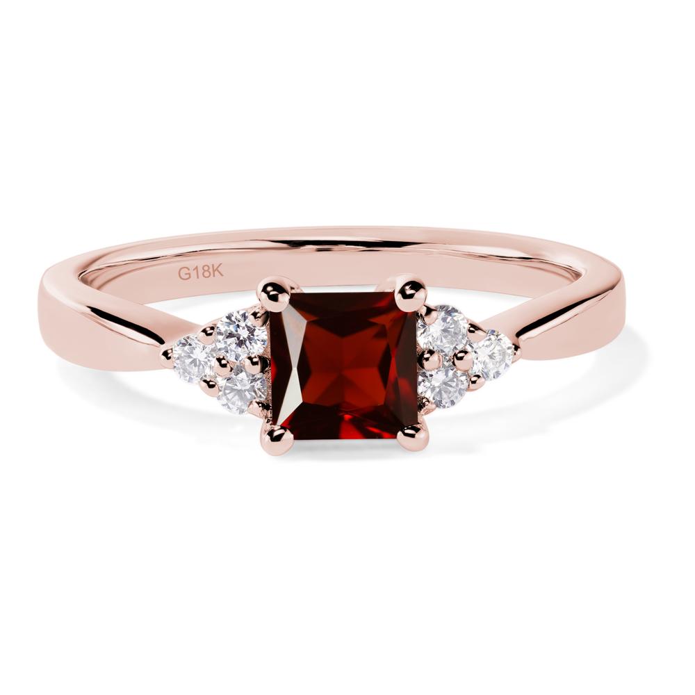 Princess Cut Garnet Petite Ring - LUO Jewelry #metal_18k rose gold
