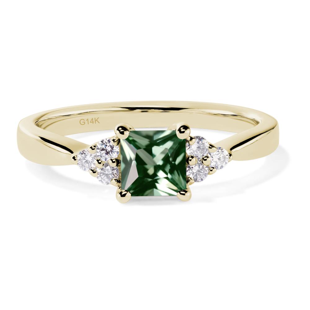 Princess Cut Green Sapphire Petite Ring - LUO Jewelry #metal_14k yellow gold