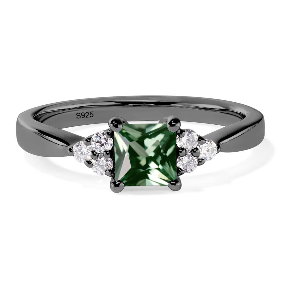 Princess Cut Green Sapphire Petite Ring - LUO Jewelry #metal_black finish sterling silver