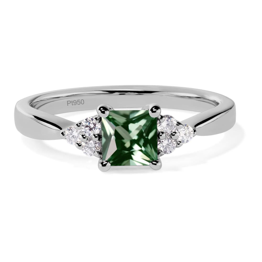 Princess Cut Green Sapphire Petite Ring - LUO Jewelry #metal_platinum