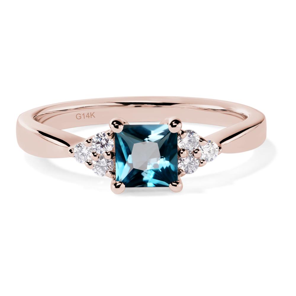 Princess Cut London Blue Topaz Petite Ring - LUO Jewelry #metal_14k rose gold