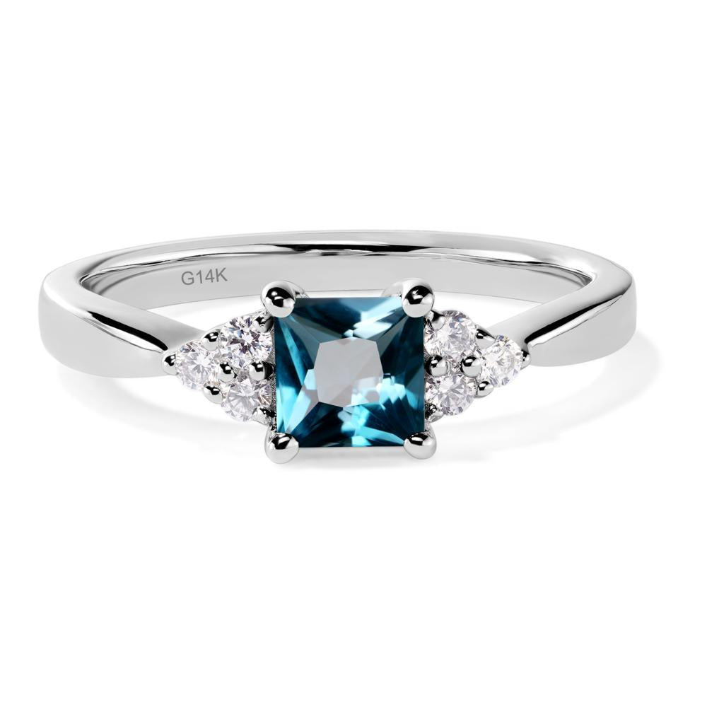 Princess Cut London Blue Topaz Petite Ring - LUO Jewelry #metal_14k white gold