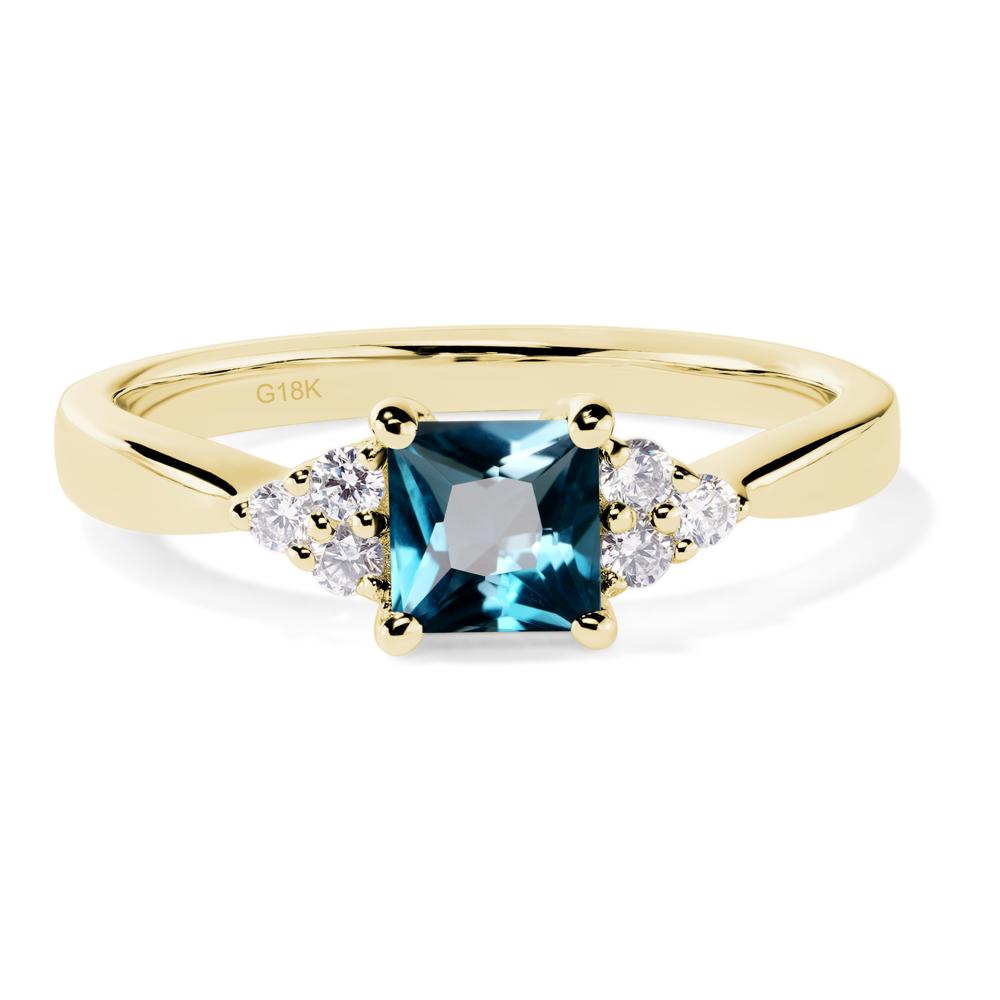 Princess Cut London Blue Topaz Petite Ring - LUO Jewelry #metal_18k yellow gold