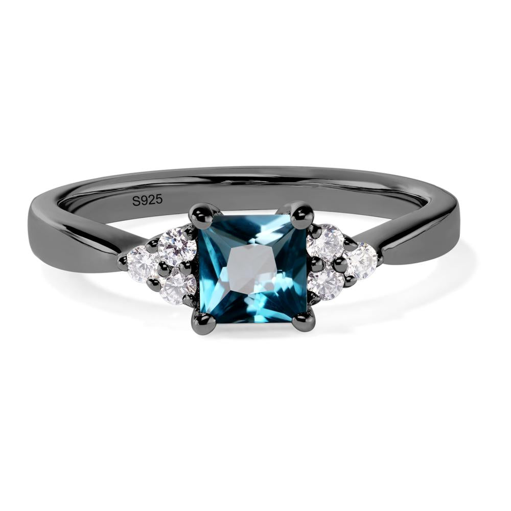 Princess Cut London Blue Topaz Petite Ring - LUO Jewelry #metal_black finish sterling silver