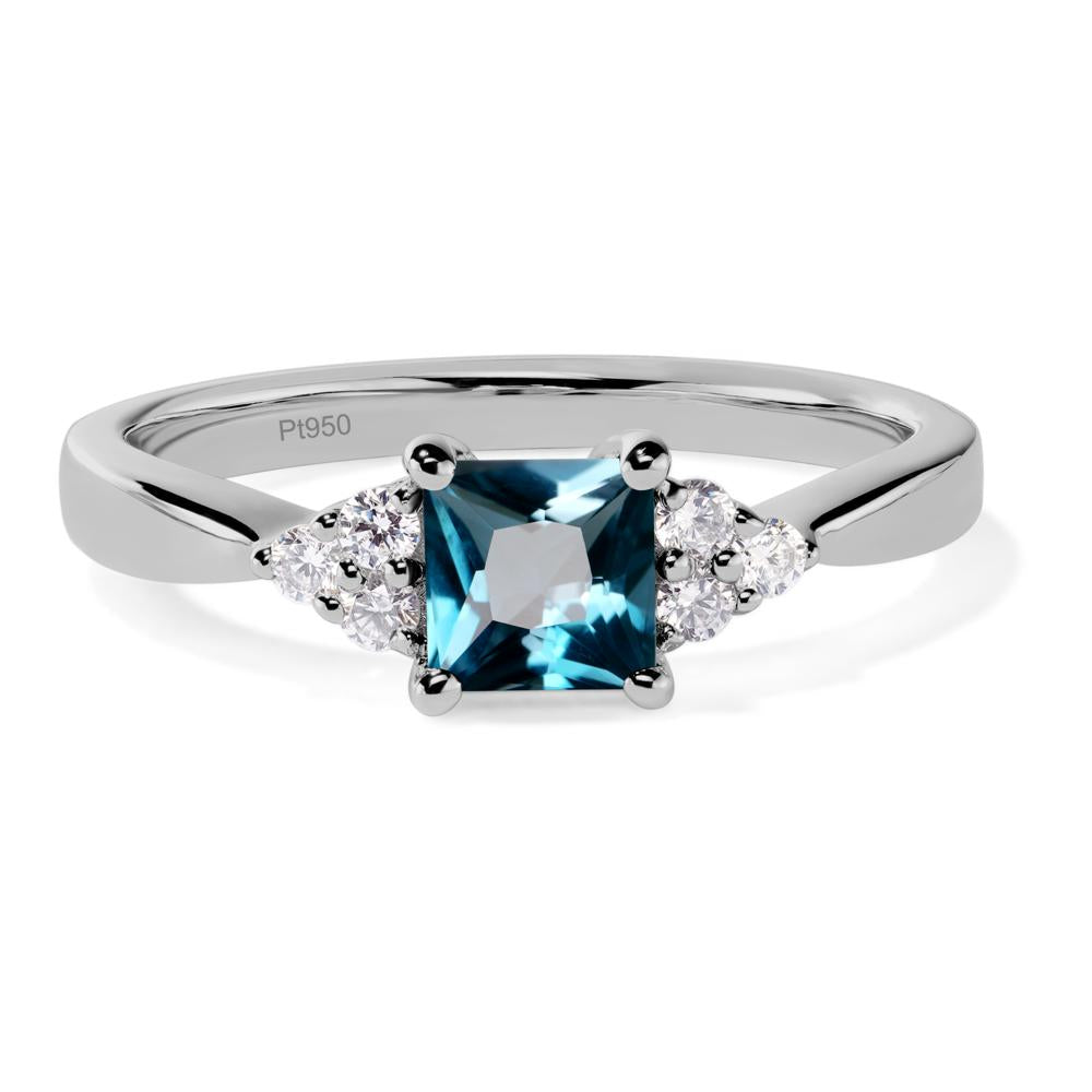 Princess Cut London Blue Topaz Petite Ring - LUO Jewelry #metal_platinum