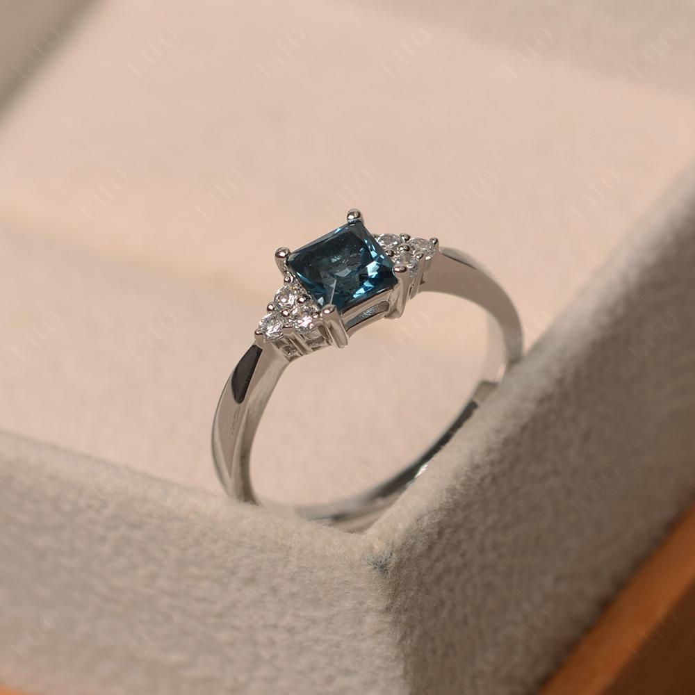 Princess Cut London Blue Topaz Petite Ring - LUO Jewelry