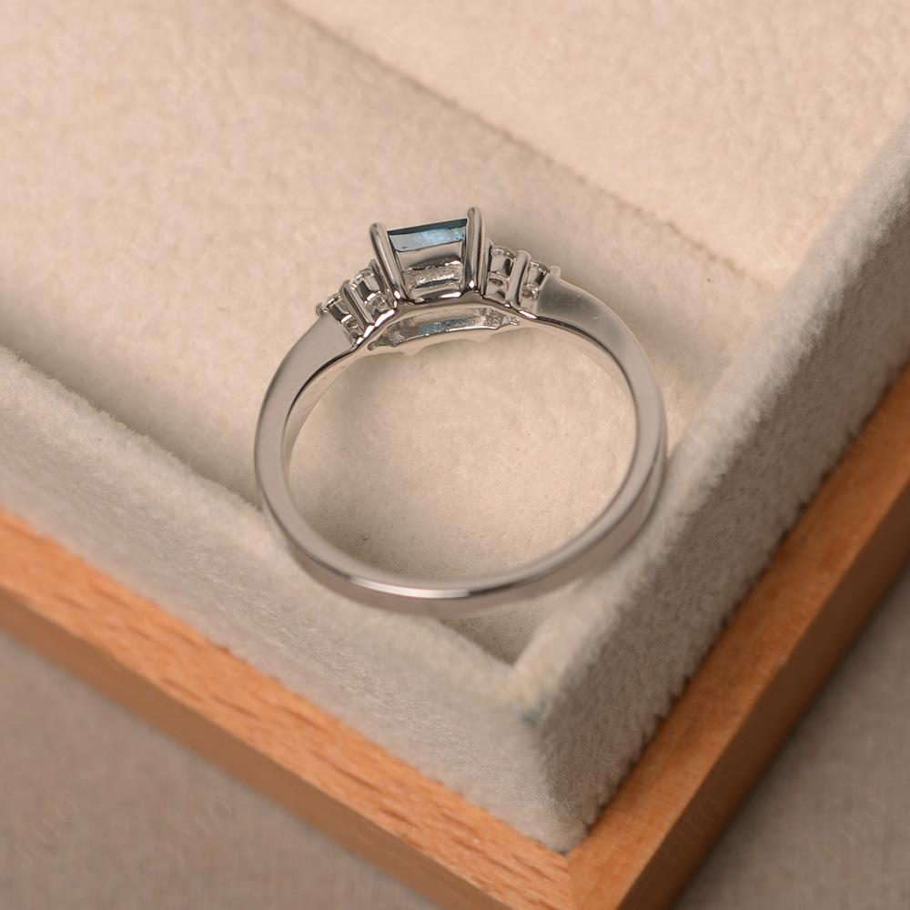 Princess Cut London Blue Topaz Engagement Ring Silver - LUO Jewelry