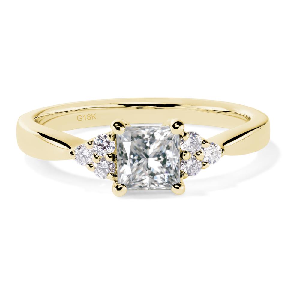 Princess Cut Moissanite Petite Ring - LUO Jewelry #metal_18k yellow gold
