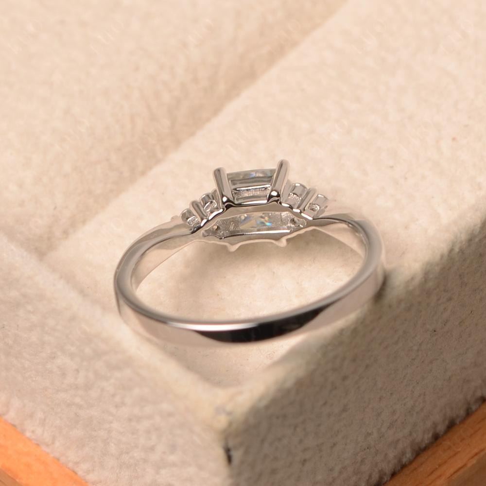 Princess Cut Moissanite Engagement Ring Silver - LUO Jewelry