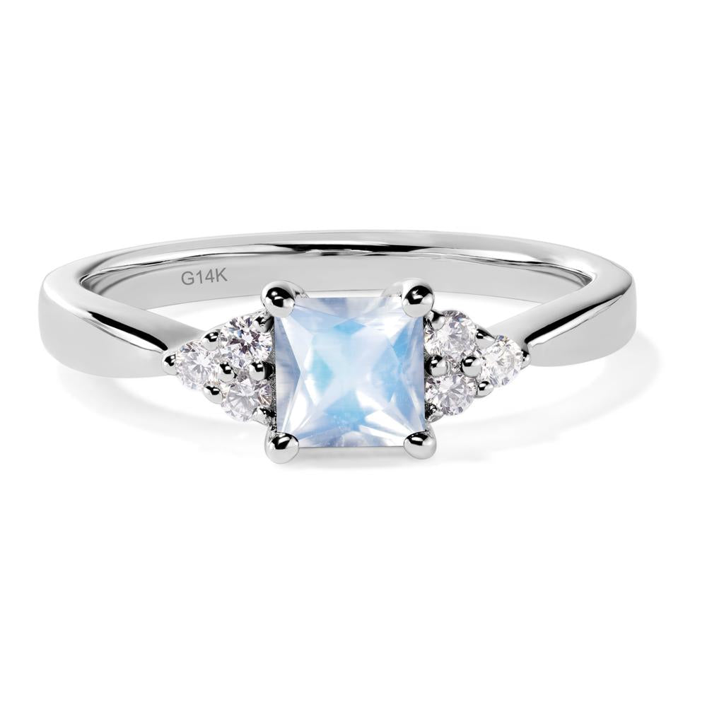 Princess Cut Moonstone Petite Ring - LUO Jewelry #metal_14k white gold