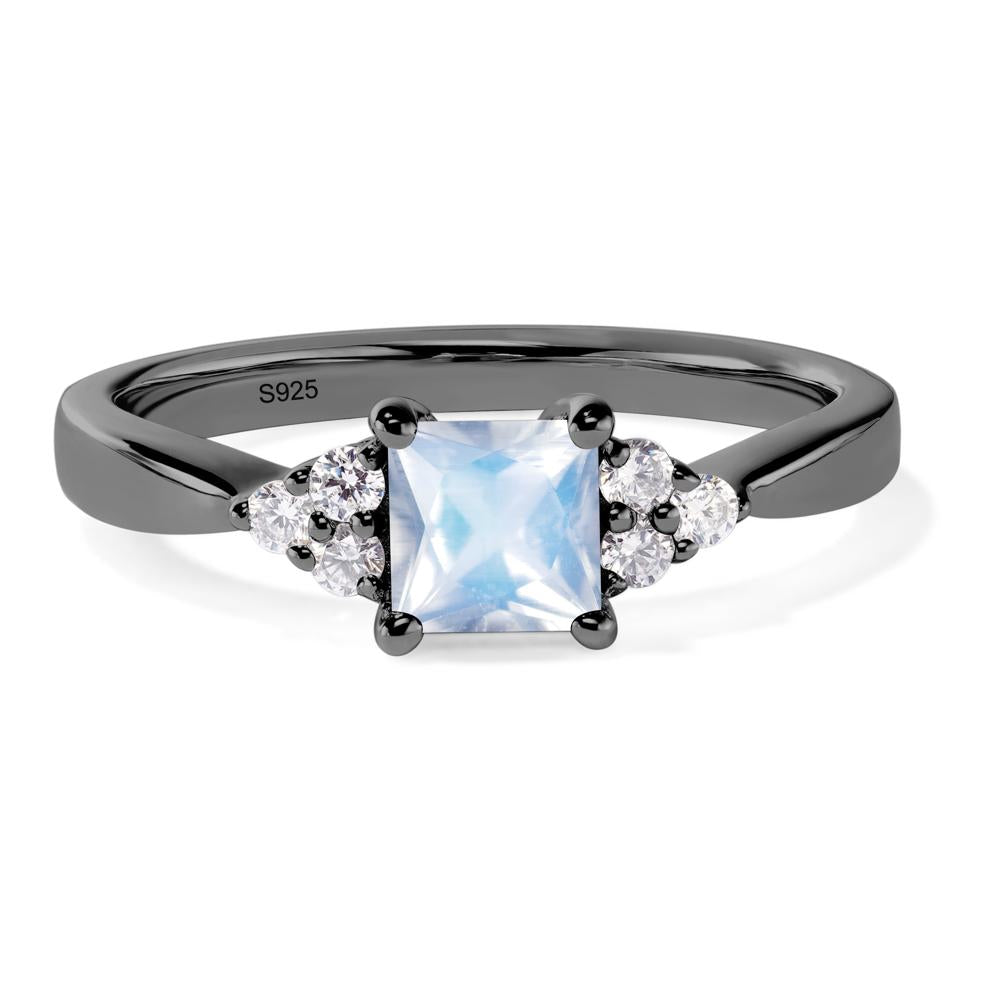 Princess Cut Moonstone Petite Ring - LUO Jewelry #metal_black finish sterling silver