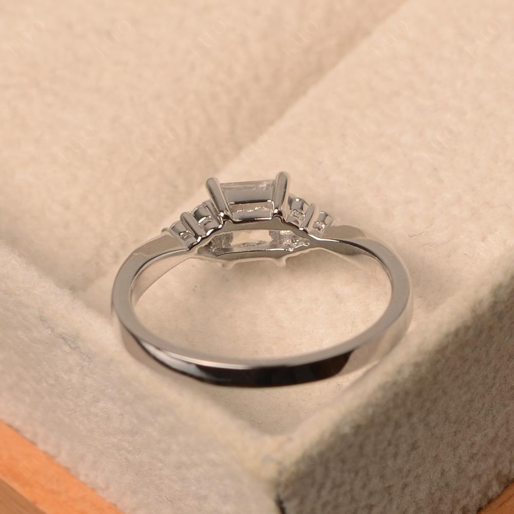 Princess Cut Moonstone Engagement Ring Silver - LUO Jewelry