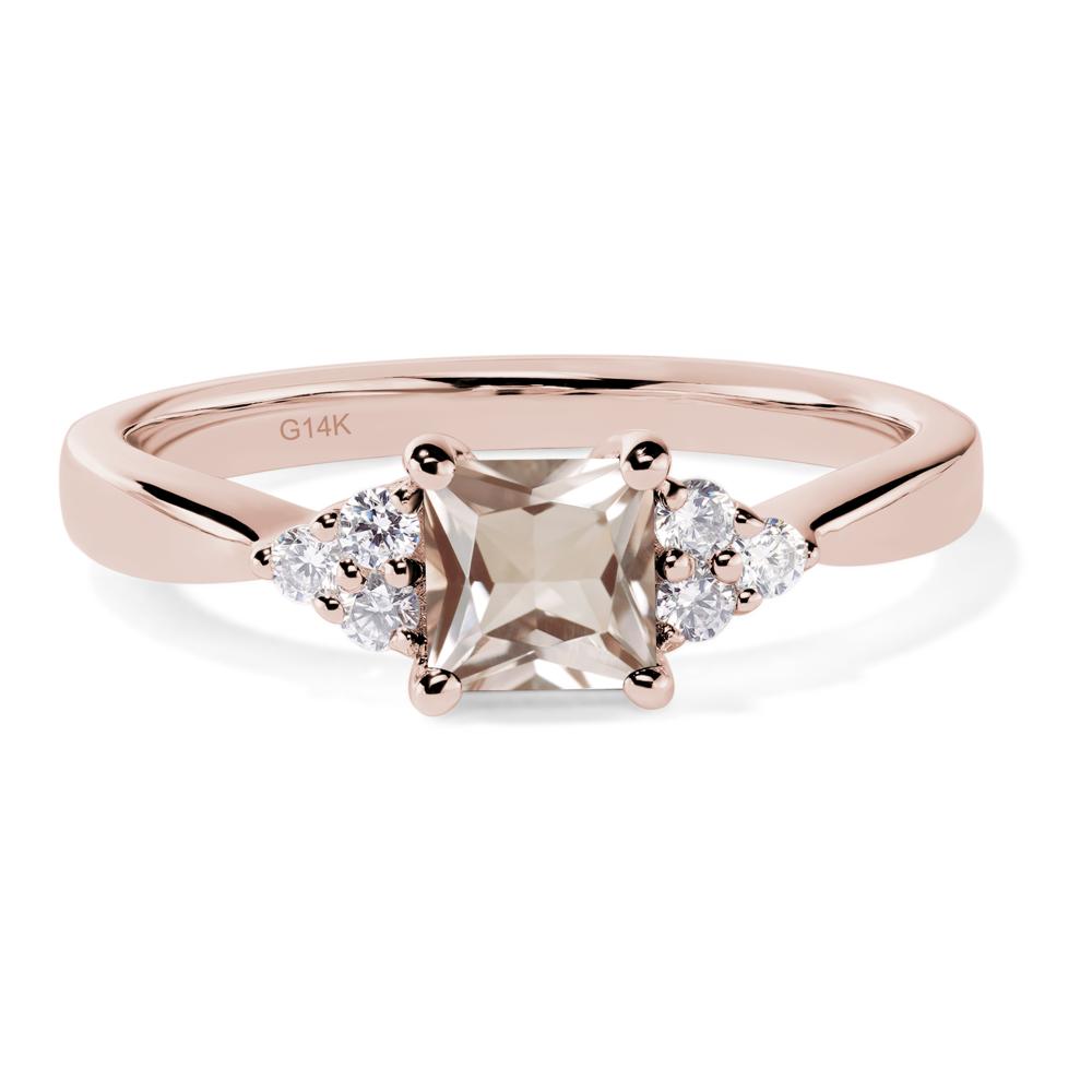 Princess Cut Morganite Petite Ring - LUO Jewelry #metal_14k rose gold