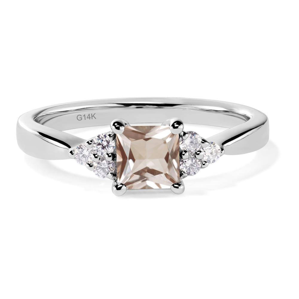 Princess Cut Morganite Petite Ring - LUO Jewelry #metal_14k white gold