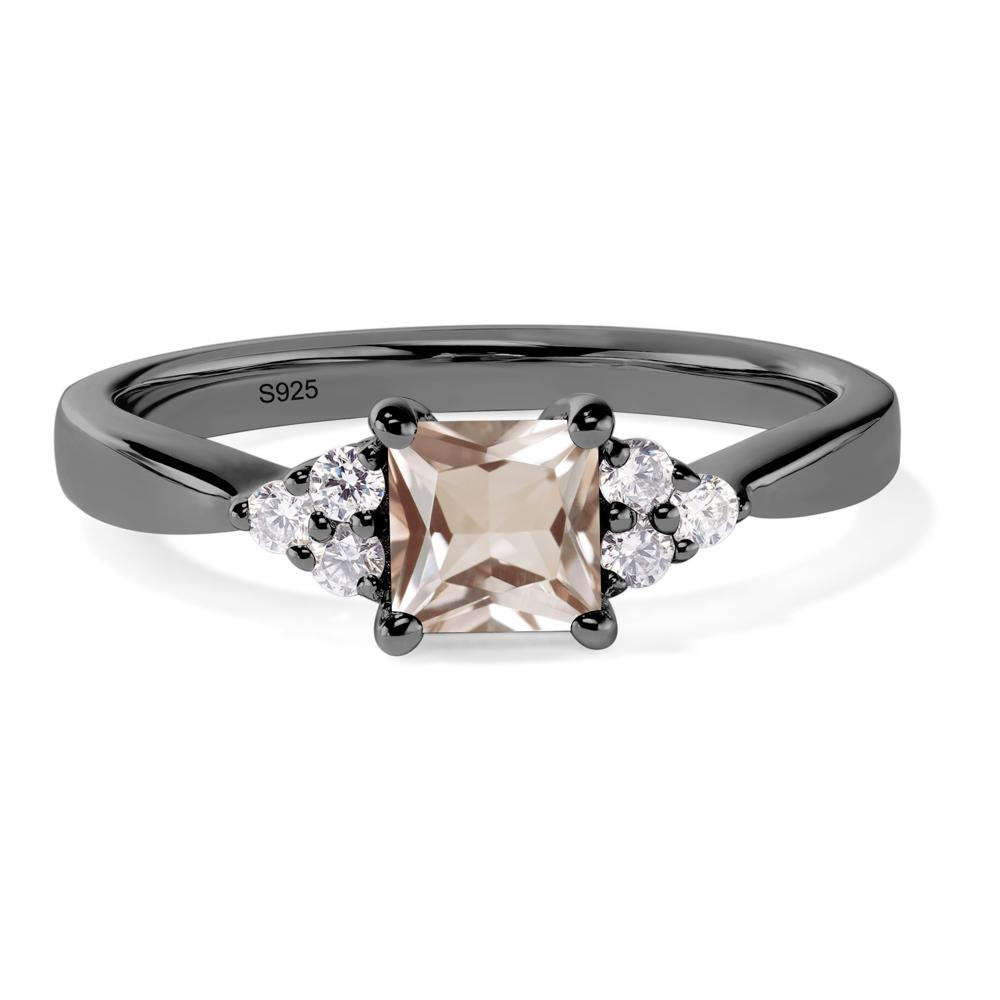 Princess Cut Morganite Petite Ring - LUO Jewelry #metal_black finish sterling silver