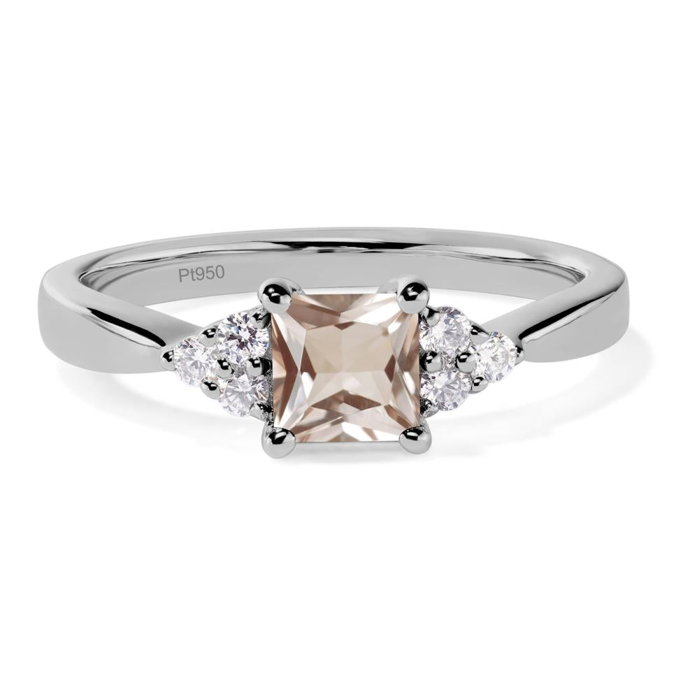 Princess Cut Morganite Petite Ring - LUO Jewelry #metal_platinum