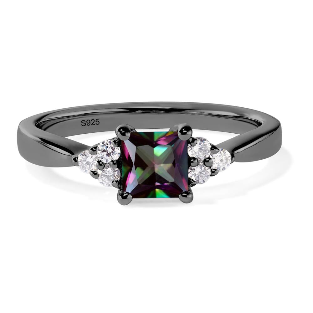 Princess Cut Mystic Topaz Petite Ring - LUO Jewelry #metal_black finish sterling silver