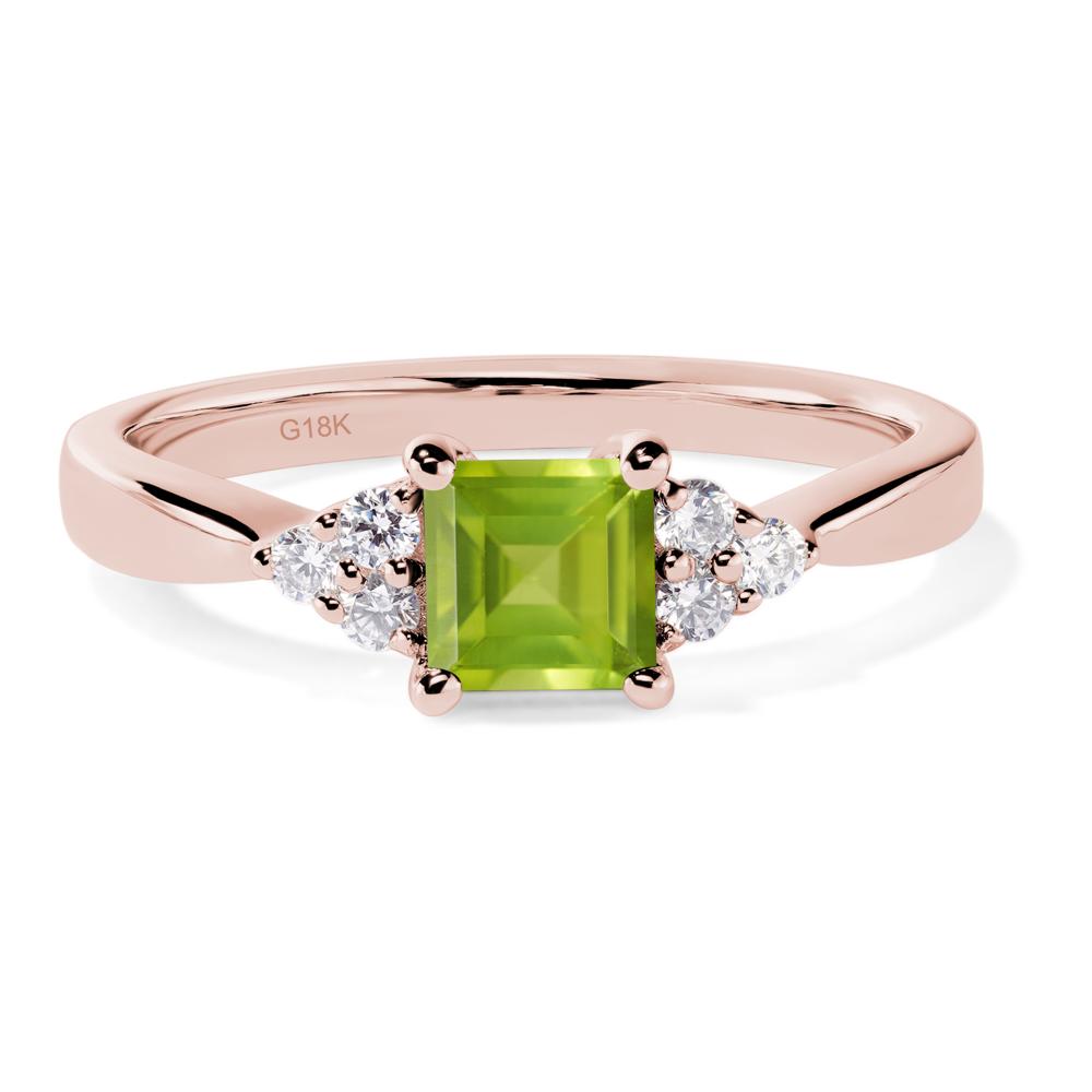Square Cut Peridot Petite Ring - LUO Jewelry #metal_18k rose gold