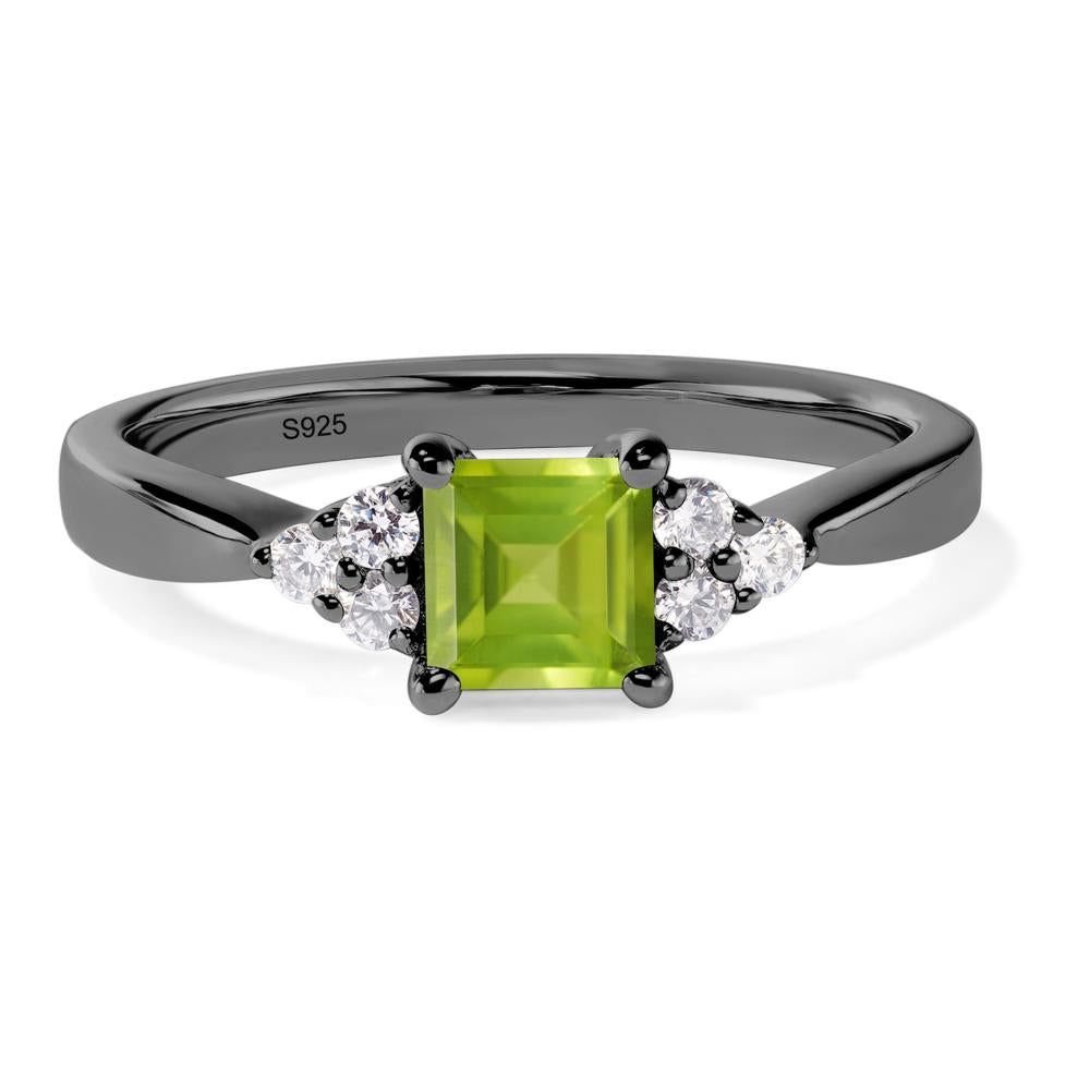 Square Cut Peridot Petite Ring - LUO Jewelry #metal_black finish sterling silver