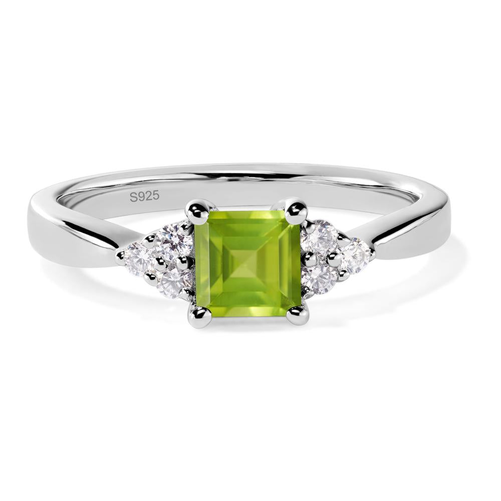 Square Cut Peridot Petite Ring - LUO Jewelry #metal_sterling silver