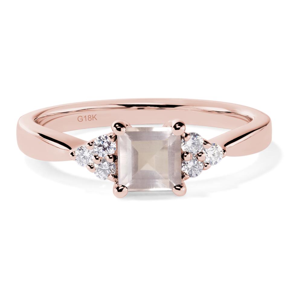 Square Cut Rose Quartz Petite Ring - LUO Jewelry #metal_18k rose gold