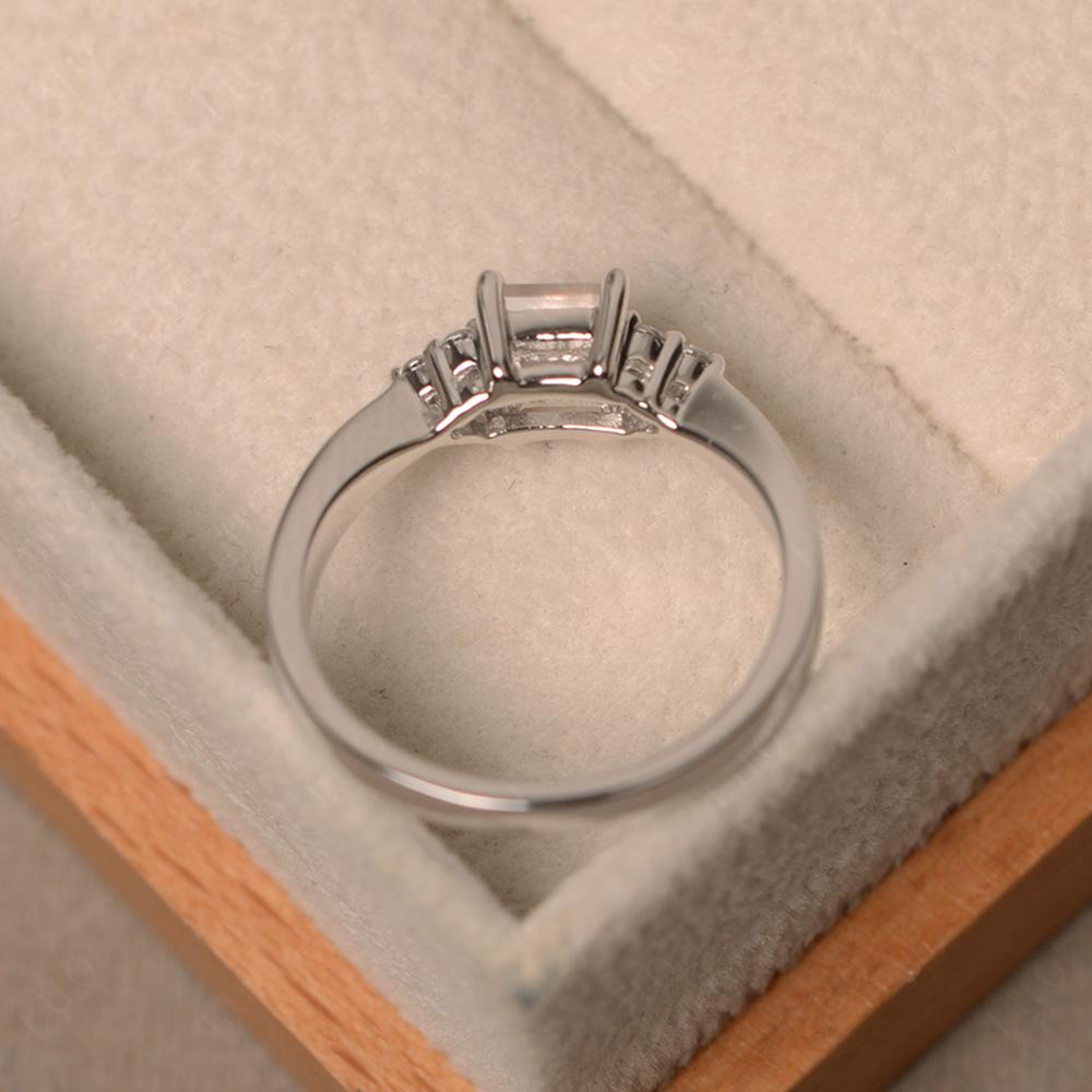 Square Cut Rose Quartz Petite Ring - LUO Jewelry